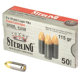 STERLING 9MM 115GR FMJ STEEL 50/1500
