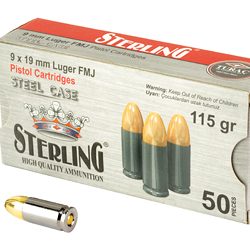 STERLING 9MM 115GR FMJ STEEL 50/1500