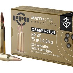 PPU .223 REM MATCH 75GR HPBT 20/1000