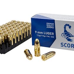 SCORPIO AMMO 9MM 115GR FMJ 50/1000