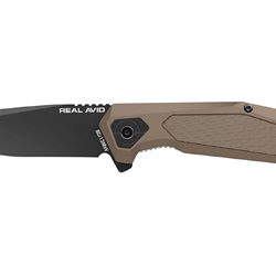 Real Avid RAV-3, Folding Knife, Plain Edge, Matte Finish, Black and Tan,...