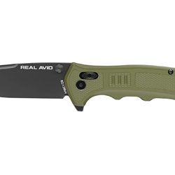 Real Avid RAV-4, Folding Knife, Plain Edge, Matte Finish, Black and Gree...