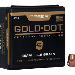 Speer Ammunition Gold Dot, .355 Diameter, 9MM, 115 Grain, Hollow Point, 100 C...