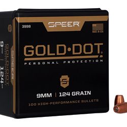 Speer Ammunition Gold Dot, .355 Diameter, 9MM, 124 Grain, Hollow Point, 100 C...