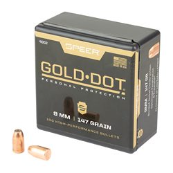 Speer Ammunition Gold Dot, .355 Diameter, 9MM, 147 Grain, Hollow Point, 100 C...