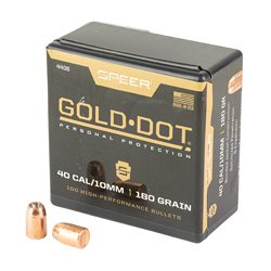 Speer Ammunition Gold Dot, .400 Diameter, .40 Caliber , 180 Grain, Hollow Poi...