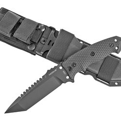 Hogue EX-F01, Fixed Blade Knife, 5.5" Tanto Blade with Broad Rear Saw Te...