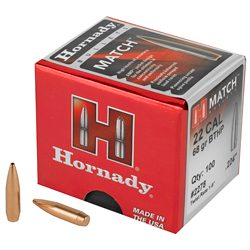Hornady Match, .224 Diameter, 22 Caliber, 68 Grain, Boat Tail Hollow Point, 1...