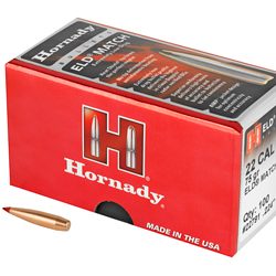 Hornady ELD-M, .224 Diameter, 22 Caliber, 75 Grain, Ballistic Tip, 100 Count
