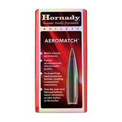 Hornady AEROMATCH, .264 Diameter, 6.5MM, 140 Grain, AEROMATCH Hollow Point Bo...