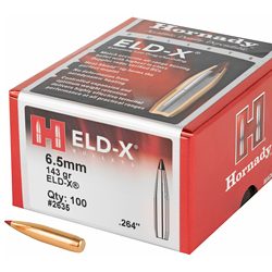 Hornady ELD-X, .264 Diameter, 6.5MM, 143 Grain, Ballistic Tip, 100 Count