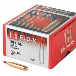 Hornady ELD-X, .308 Diameter, 30 Caliber, 212 Grain, Ballistic Tip, 100 Count