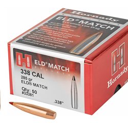 Hornady ELD-M, .338 Diameter, 338 Lapua, 285 Grain, Ballistic Tip, 50 Count