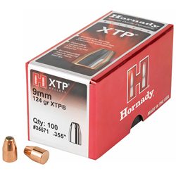 Hornady XTP, .355 Diameter, 9MM, 124 Grain, Hollow Point, 100 Count