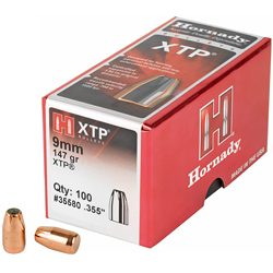 Hornady XTP, .355 Diameter, 9MM, 147 Grain, Hollow Point, 100 Count