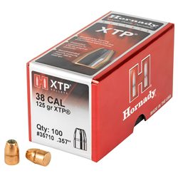 Hornady XTP, .357 Diameter, 38 Caliber, 125 Grain, Hollow Point, 100 Count