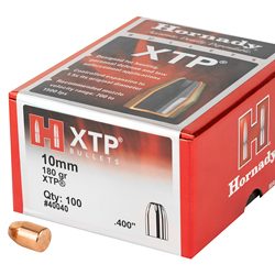 Hornady XTP, .400 Diameter, 10MM, 180 Grain, Hollow Point, 100 Count