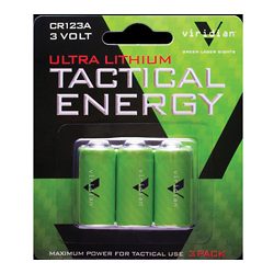 Viridian Weapon Technologies Battery, CR123A Lithium Battery, 3/Pack, Green