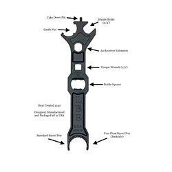 LBE Unlimited Armorers Tool, For AR-15, 4140 Steel Construction, Black