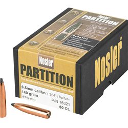 Nosler Partition, .264 Diameter, 6.5MM, 140 Grain, Spitzer, 50 Count