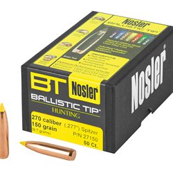 Nosler Ballistic Tip, .277 Diameter, 270 Caliber, 150 Grain, Spitzer Boat Tai...