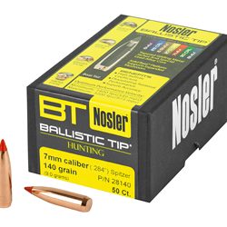Nosler Ballistic Tip, .284 Diameter, 7MM, 140 Grain, Spitzer Boat Tail, 50 Count