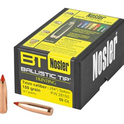 Nosler Ballistic Tip, .284 Diameter, 7MM, 150 Grain, Spitzer Boat Tail, 50 Count