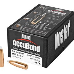 Nosler AccuBond, .308 Diameter, 30 Caliber, 165 Grain, Spitzer Boat Tail, 50 ...