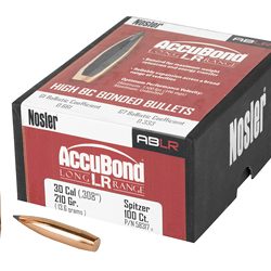 Nosler AccuBond Long Range, .308 Diameter, 30 Caliber, 210 Grain, Spitzer Boa...