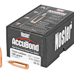 Nosler AccuBond, .284 Diameter, 7MM, 140 Grain, Spitzer Boat Tail, 50 Count