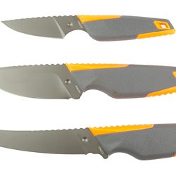 Outdoor Edge Vantex, 4-Piece Roll Pack Kit, Fixed Blade Knives, Gray & O...