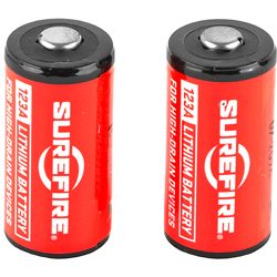 Surefire Battery, CR123A Lithium, 2 Pack, Red