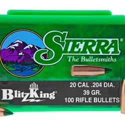 Sierra Bullets BlitzKing, .204 Diameter, 20 Caliber, 39 Grain, Ballistic Tip,...