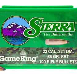Sierra Bullets GameKing, .224 Diameter, 22 Caliber, 65 Grain, Spitzer Boat Ta...