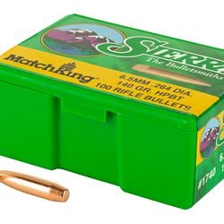 Sierra Bullets MatchKing, 6.5MM, 140 Grain, Boat Tail Hollow Point, 100 Count