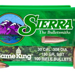 Sierra Bullets GameKing, .308 Diameter, 30 Caliber, 150 Grain, Spitzer Boat T...