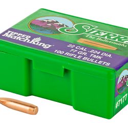 Sierra Bullets Tipped MatchKing, .224 Diameter, 22 Caliber, 77 Grain, Ballist...