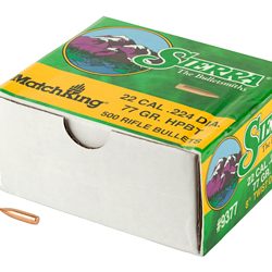 Sierra Bullets MatchKing, .224 Diameter, 22 Caliber, 77 Grain, Hollow Point B...