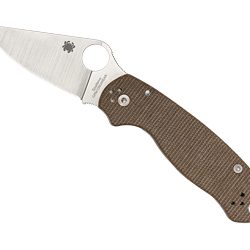 Spyderco Para 3, Folding Knife, Plain Edge, Brown Canvas Micarta Handle,...