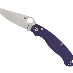 Spyderco Military 2, Folding Knife, Silver, Plain Edge, Blue G10 Handle,...