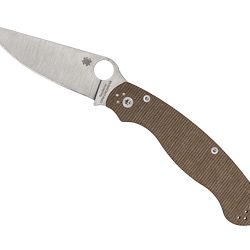 Spyderco Military 2, Folding Knife, Plain Edge, Brown Micarta Handle, 4"...