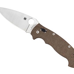 Spyderco Manix 2 XL, Folding Knife, Plain Edge, Brown Canvas Micarta Han...